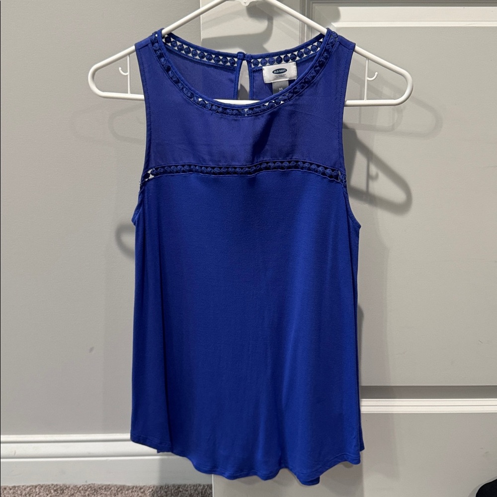 Old Navy Royal Blue Top with Embroidered Trim size xsmall